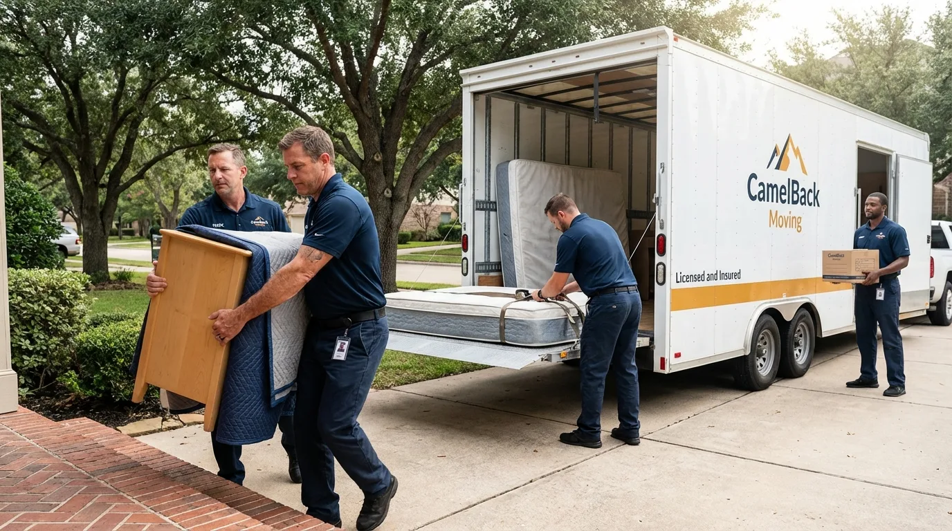 Crew loading residential truck for cross-state move from Thomasville, AL