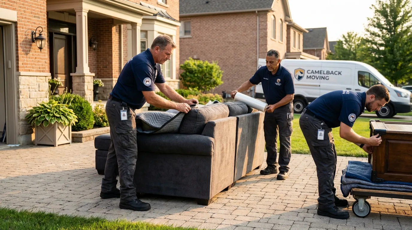 Large estate moving crew wrapping furniture in Thomasville, AL