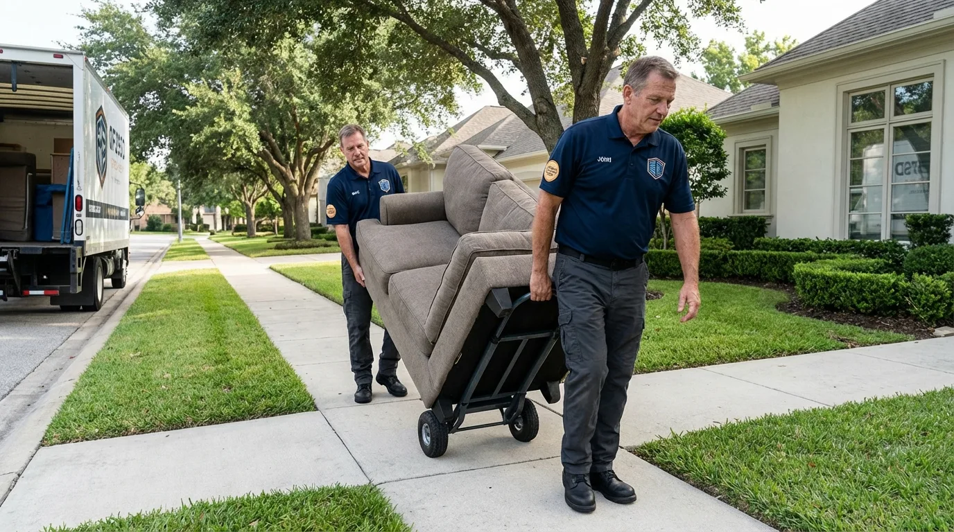 Local residential moving crew loading furniture in Thomasville, AL